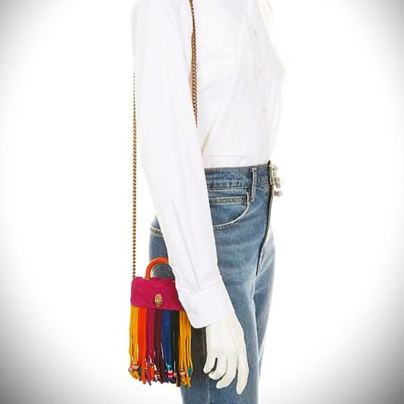 KURT GEIGER LONDON Handle Micro Kensington Suede Fringe Crossbody Bag - Picture 8 of 8